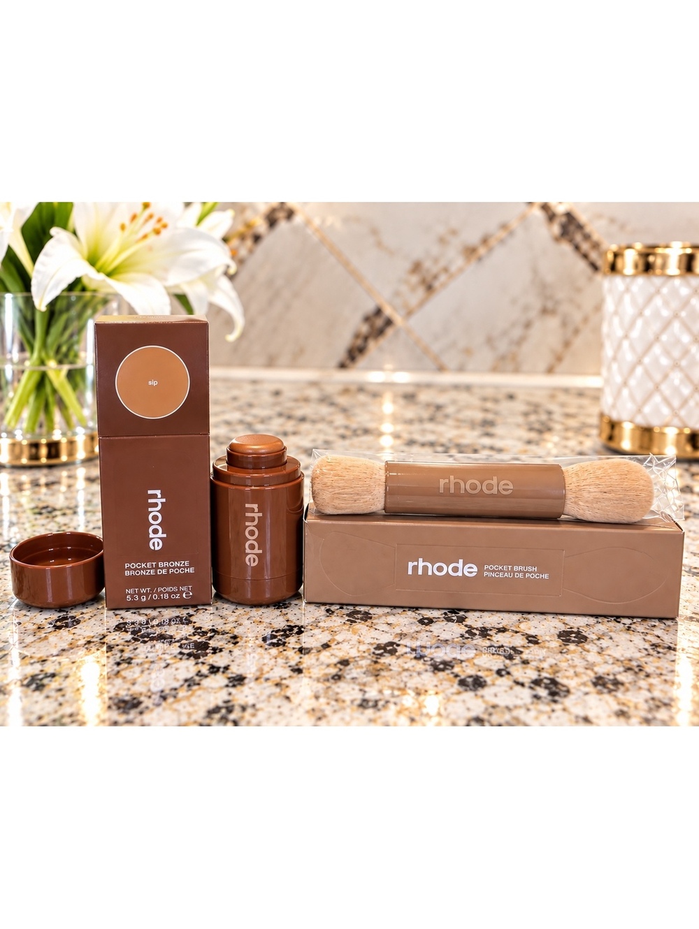 Rhode Pocket Bronzer Sip + Pocket Brush Bundle  NEW